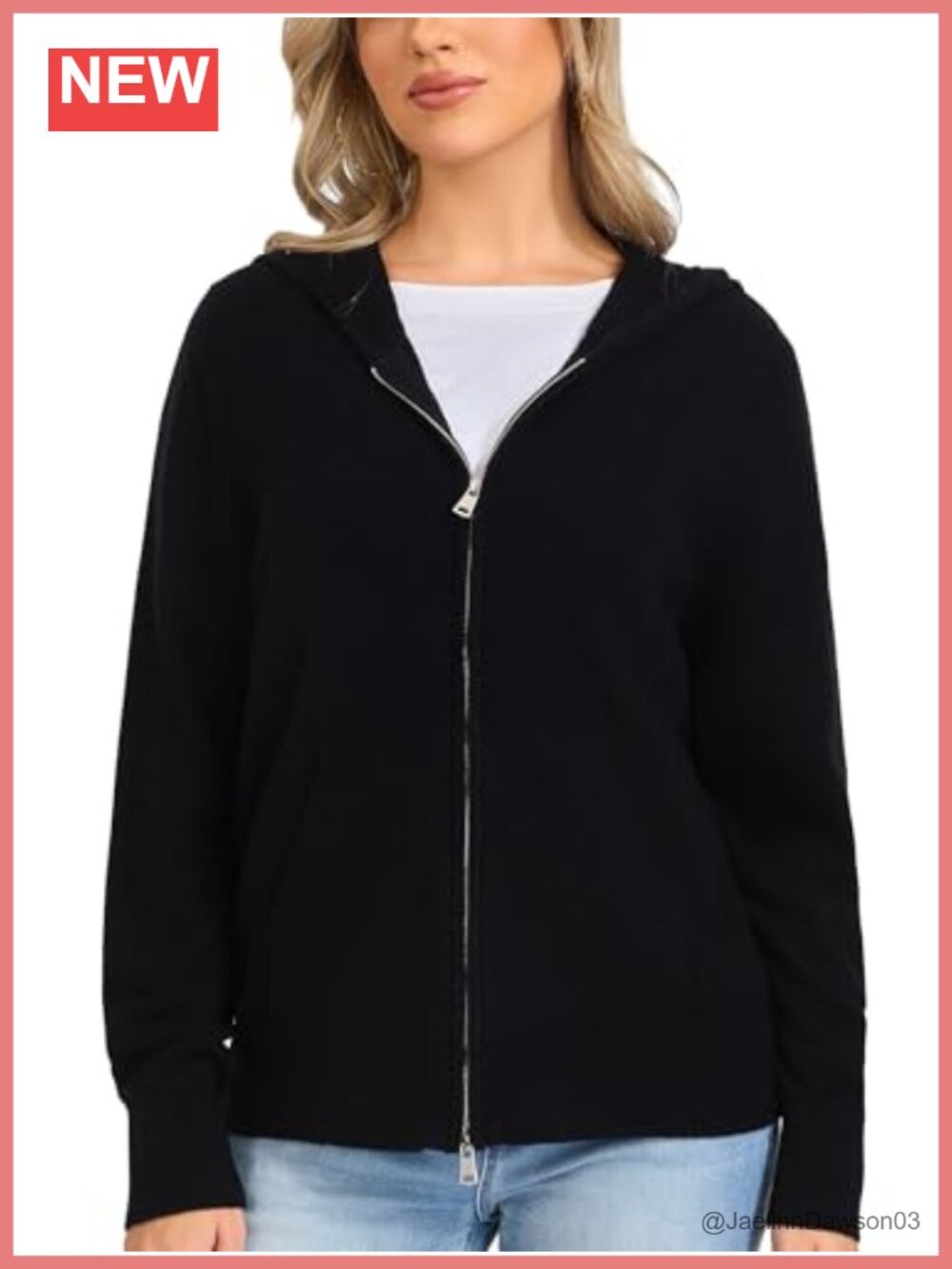 Merino Wool Hooded Cardigan Two-Way Zip Sweater